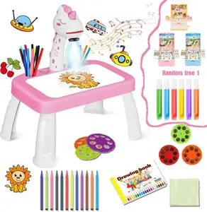 Party Gifts Home Supplies/Festive & Party Supplies/Party Bags & Gifts/Drawing Projector for Kids, Art and Crafts, Drawing Board with Music, Color Pens, Pencils, Crayons, Scrapbook, Unicorn Sticker Book, Ideal Toy for 3+ Year Old Girls & Boys (Unicorn Kit)