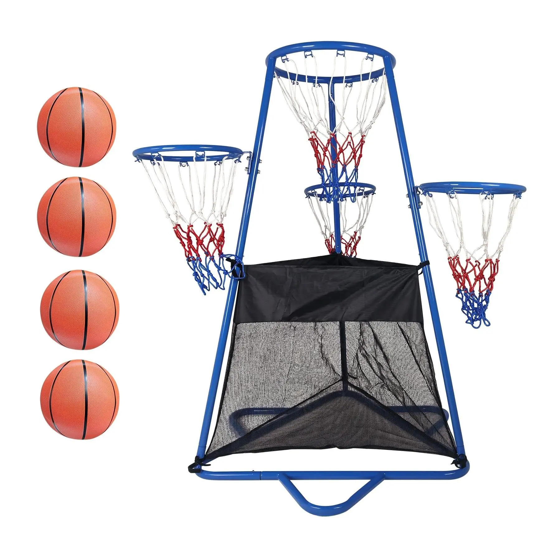 4 Hoop Portable Basketball Set for Kids 3-8 – Indoor & Outdoor Basketball Goals with 4 Balls & Air Pump – Toddler Preschool Sports Playset for Backyard, Playground & Home