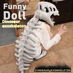 Dinosaur Park T-Rex Skull Costume Props for Children and Adults Cotton Halloween Party Decoration Supplies with Tombstone Hat Fun Addition Skeletoncostume