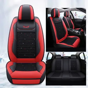 Universal 5-Seat Car Seat Covers Black&Red Mixed-Colour Lce Silk&Leather Protection Accessories For Chevrolet Blazer Camaro Cavalier Cruze Equinox Malibu Captiva Sport Trax Trailblazer Tracker