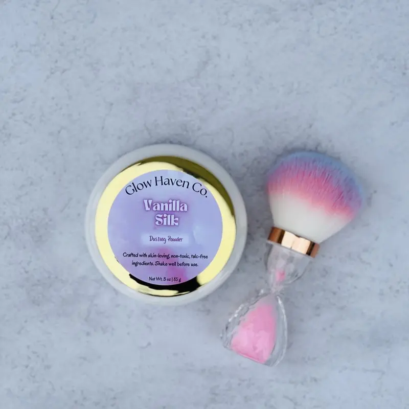Glow Haven Co. Vanilla Silk Dusting Powder - Talc-Free Body Powder for Soft Skin - Sweet Vanilla Scent - 3 oz Jar - Handmade with Premium Ingredients - Phthalate-Free & Sensitive-Skin Friendly Smooth Gentle