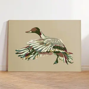 Pintail Duck Painting Print on Tan Background Gifts for Duck,,bedroom Canvas Posters, Hall Wall Art, Bathroom Canvas Posters