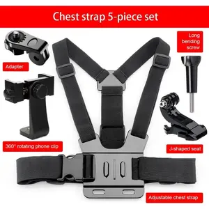 Multi-Functional Adjustable Five-In-One Chest Strap, Universal Sports Camera Phone Clip, Outdoor Cycling Fishing Vlog Mount, Sport Photography Accessory