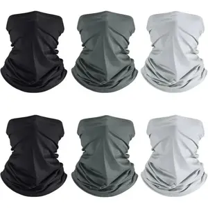 6 Pack Neck Gaiter Cooling Breathable Face Mask UV Protection Scarf Hiking Bandana for Men Women Gaiter Mask Scarf Gator Sun Cooling Balaclava Bandana Cover UV Protection Headwear Ski Masks for Men