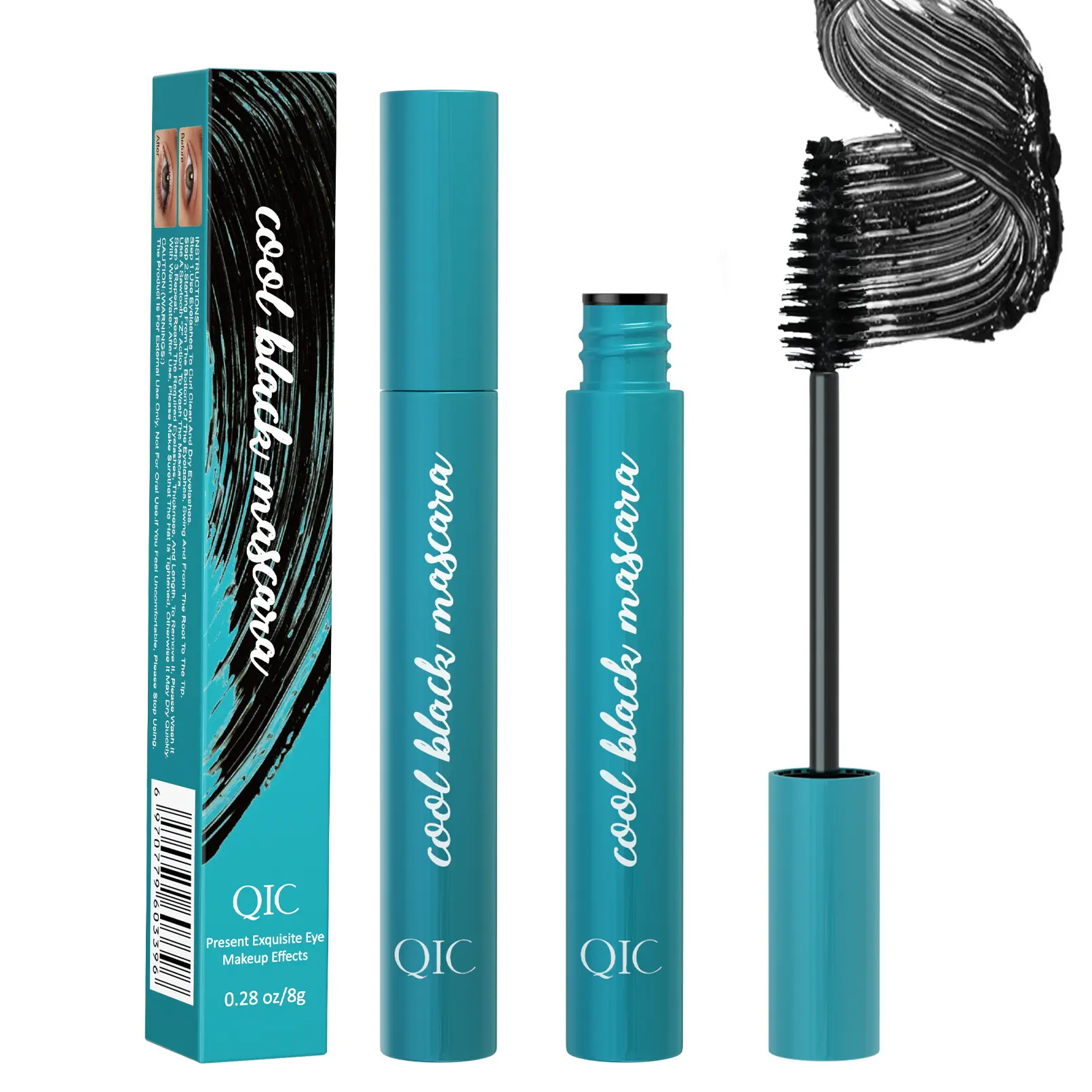 Cross-Border Green Box Mascara 4D Large Brush Head Waterproof Lengthening Curling Smudge-Proof Dense Mascara Makeup Wholesale