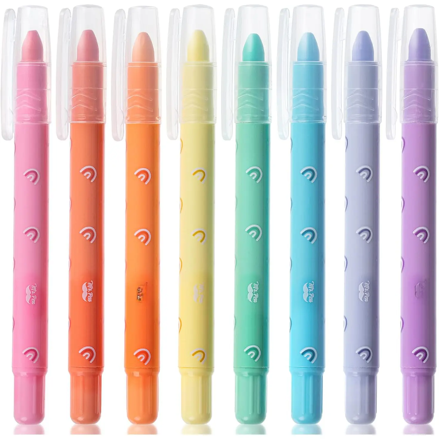 Marker Highlighters, 8-Pack Assorted Colors Gel Highlighters, No-Bleed Office Stationery Writing Tools, Marker Highlighter