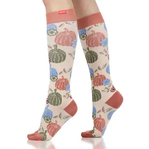 Vim & Vigr Fall Harvest Compression Socks for Women & Men – Knee-High 15–20 mmHg Graduated Compression, Nylon Seamless Toe, Circulation & All-Day Support