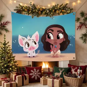 T-The Princess and the Frog CARTOON Flags Multi Size Atmosphere Flag, Cheerleading Hand Pulled Banner, Portable Outdoor Event Flag & Wall Decor for Sports, Parties, Home and Room Decoration