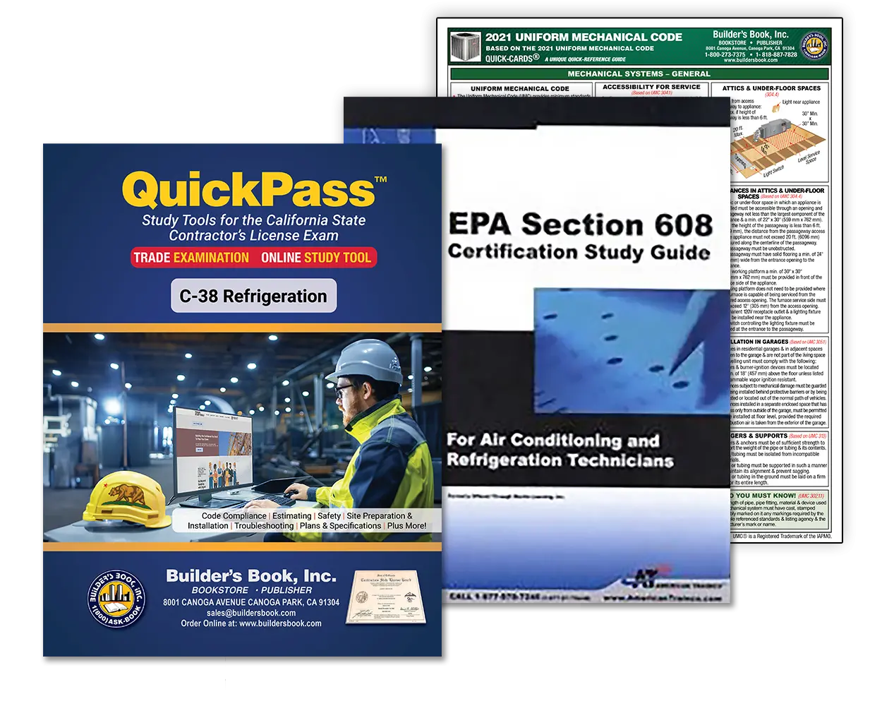California C-38 Refrigeration License Examination QuickPass Study Guide Combo (Includes: Study Guide, Online Access Key, Quick-Card and EPA 608 Study Guide)