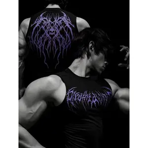 Men's Compression Sports Vest, Sleeveless Printed Sport Top, Moisture-Wicking Breathable Fabric, High Elasticity Muscle Fit, Gym, Tight Sports Vest