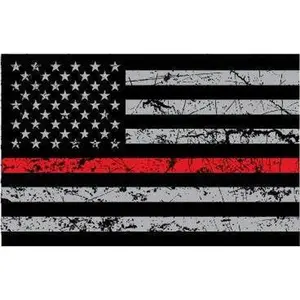 USA Flag Thin Red Line Distressed Flag Sticker Decal