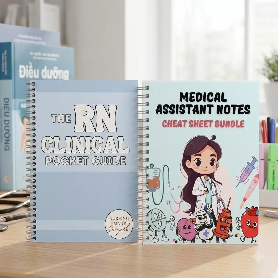 Combo 2 Book Medical Assistant Study Guide and Nursing Cheat Sheet + RN Clinical Pocket Guide
