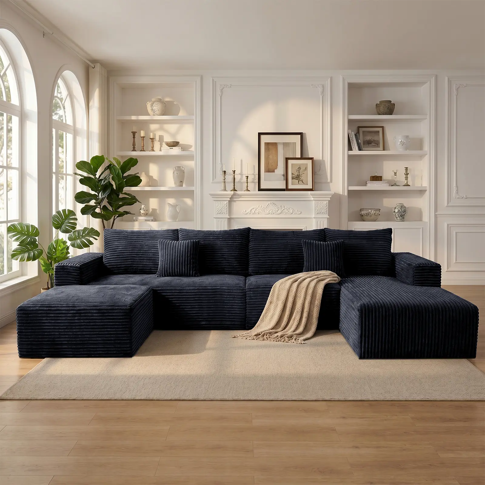 【Summer Wins】【3 Packages】Oneroom oversized L/U Shape Sectional Sofa, 3 Ergonomic Deep Seat Deep Sleep Cloud Boneless Modular Couch, Plush Corduroy Psofas living room,ure Sponge Compression No Assembly Comfy Sofa for Living Room Apartment   Rental,