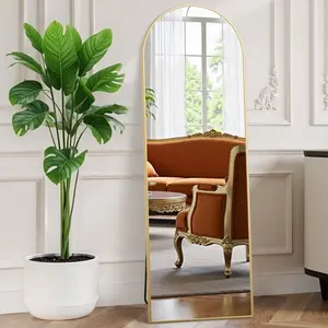 Bedroom Full Length Mirror 59" x 16", Gold Arched Floor Mirror, Free Standing Full Body Mirror, Wall Mounted or Leaning