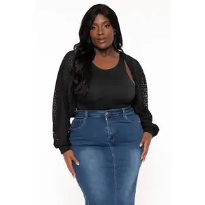 Plus Size Arcelia  Lace  Bolero -Black