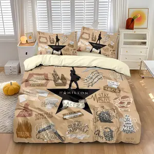 Hamilton Musical Theater Print Decorative Bedding Set, Soft Comfortable Bedroom Linen, All Seasons Use, Room Decoration Gift for Fans
