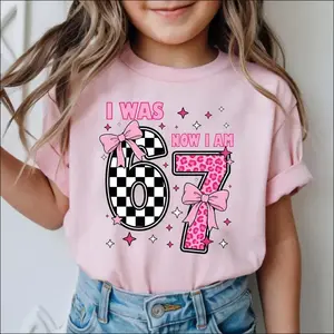 I Was 6 Now I'm 7 Shirt, Funny 7th Birthday Meme Sweater, 67 Tee Sendy 67 Six Seven 'hite Graphic T-shirt - Bold SIX SEVEN Printed Short-sleeved Crew Neck Casual Top, Comfortable Casual Clothing, Trendy Street Style Round Neck Fashion Womenswear Cotton