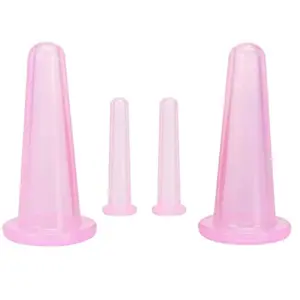 4 Pieces Facial Cupping Therapy Set Anti Cellulite Silicone Vacuum Cupping Cups for Face and Eye Cupping Massage (2 Small + 2 Large)