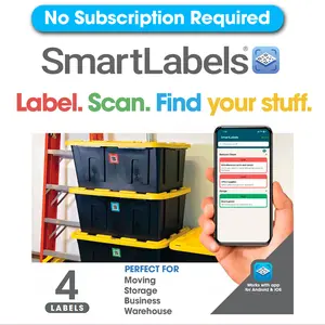 SmartLabels Mini Pack - 4 QR Code Stickers for Office Supplies Organization with App - Perfect for Storage, Moving, Business & Warehouse