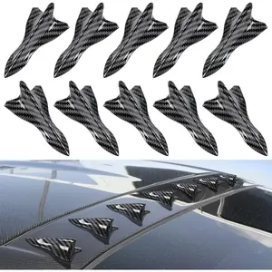 10Pcs Air Vortex Generator Carbon Fiber Pattern Diffuser Shark Fin Set Kit Compatible with Spoiler Roof Wing Pointed