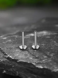 Titanium Threadless Internally Threaded Flat Back Stud Earrings 18G 16G Labret Post in 6mm 7mm 8mm 9mm 10mm for Cartilage Helix Conch Tragus Nose Lobe Medusa Piercing Jewelry