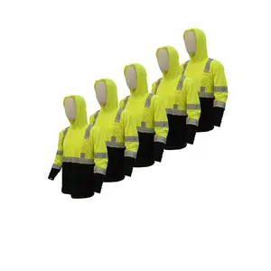High Visibility Reflective Safety Hoodie Shirts, 5-Pack (Yellow/Black) – Construction Clothes for Construction, Road Work Safety Equipment