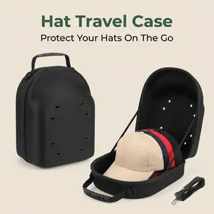 Hard Shell Baseball Hat Storage Bag, Outdoor Travel Style, Eva Shell, Holds 6 Hats, Breathable Mesh, Adjustable Strap, Zipper Closure