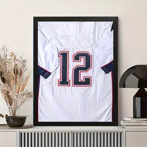 A Display Rack for Sports Jerseys - Featuring a Sleek Black Modern Design - Made from High-Quality Materials, Suitable for Rugby Team Uniforms, Retired Jerseys, And Memorabilia for Soccer And Basketball Fans