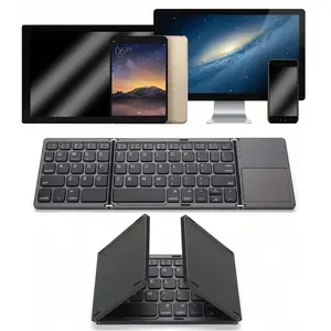Foldable Bluetooth-compatible Keyboard, Portable Mini Wireless Keyboard with Touchpad, Rechargeable Keyboard  for Smart Devices