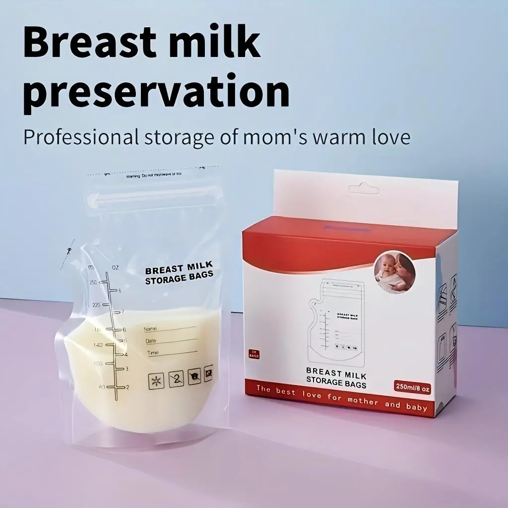 30 Pack 250ML Disposable Milk Storage Bags, Breastmilk Preservation Pouches, Large Capacity Freezer Bags for Baby Formula & Breast Milk, Nursing, Breast Milk Containers