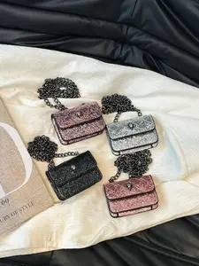 CYX Mini Crossbody Shoulder Bag, Magnetic Flip Cover, Colorblock Design, Shiny, All Seasons, Multi-Color Options, Wallet Style, Stylish Crossbody Bag