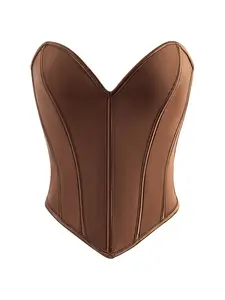 Women’s Heart Shape Corset Top, Strapless Boned Bustier, Lace-Up Back Slim Fit Going Out Top