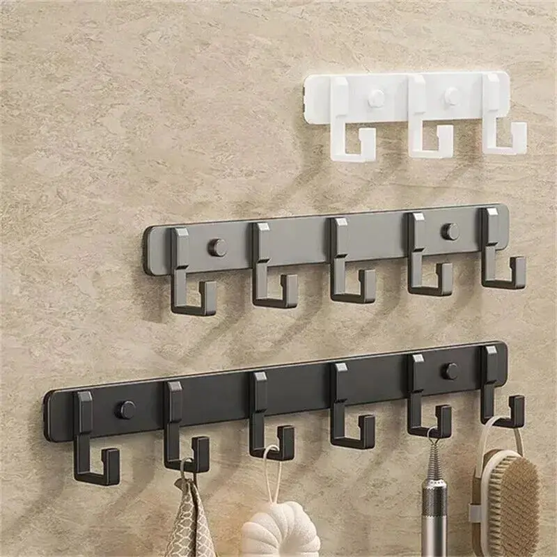 Aluminium 5-Hook Wall Mount Home Organizer - Hangable Multifunctional Hook, 3cm Hanger, Bedroom Organizers and Storage, Door Hanging Bath Towel Rack, Coat & Keys Holder