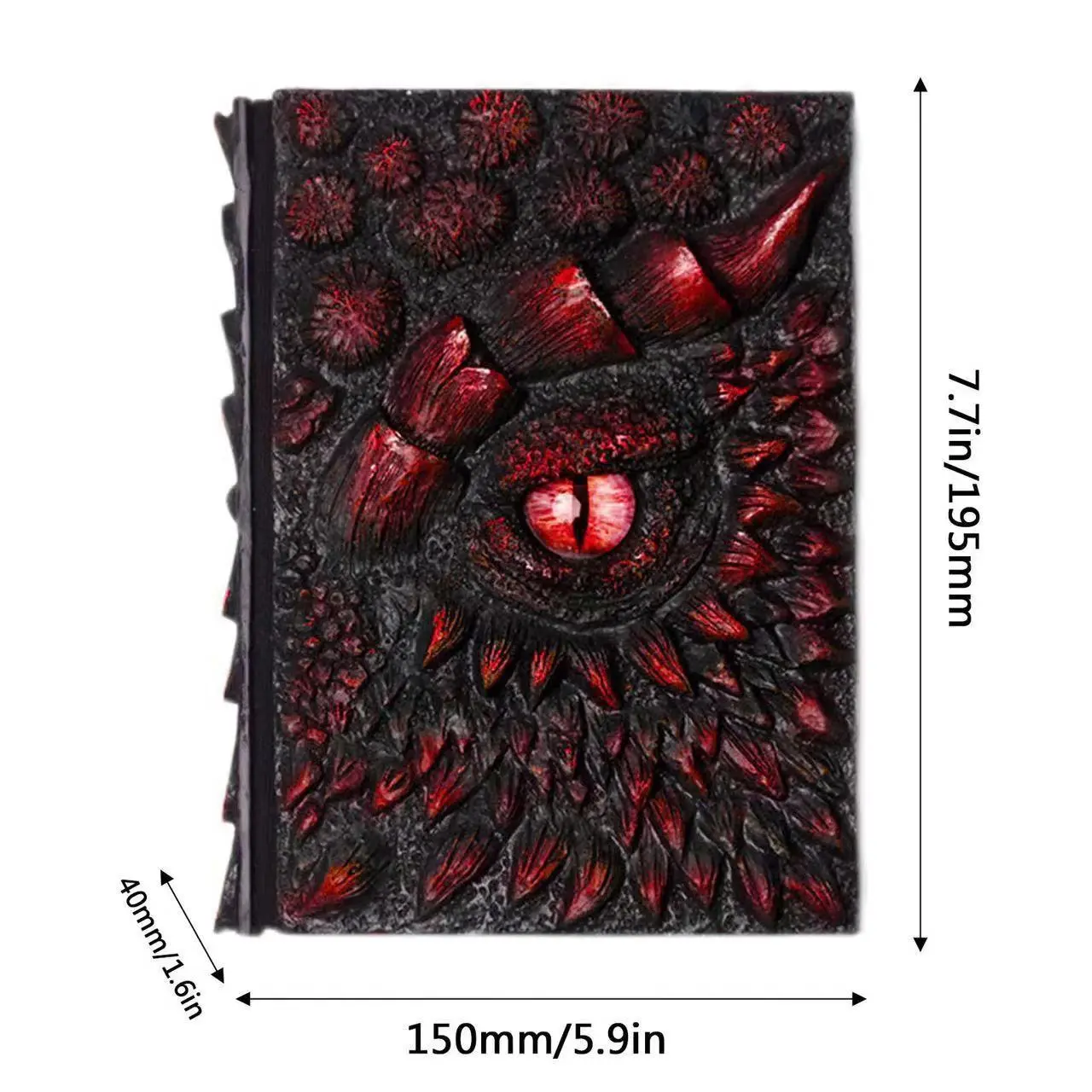 3D Embossed Retro Faux Leather Imitation Leather Journal for Dragon Enthusiasts - Handcrafted Thread Glue Resin Dragon Eye, Bronze Concave-Convex Pattern, Unruled Blank Pages, 240 Pages, 1050g, Light-Reactive, Ideal for DnD Adventures, Anniversaries, Uniq