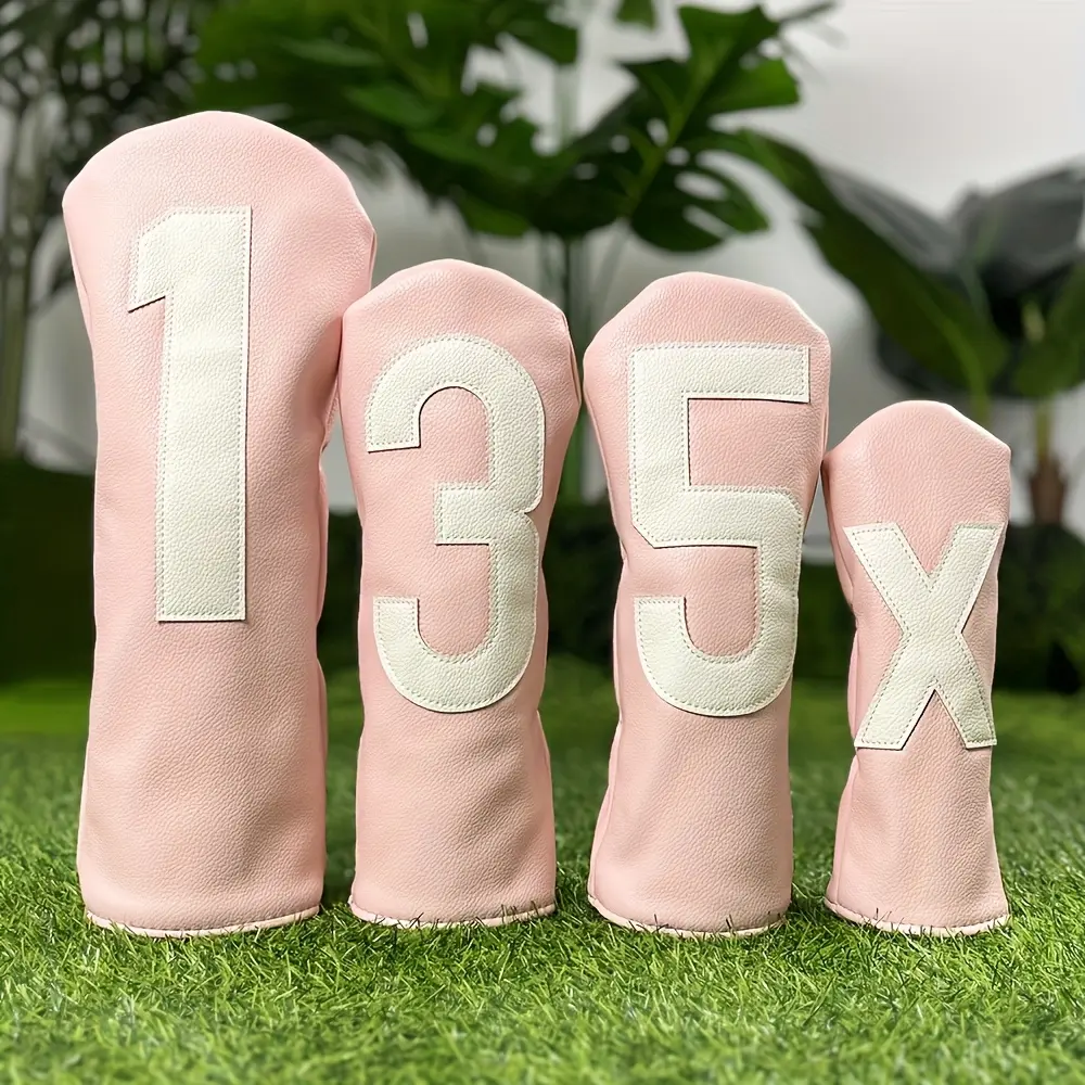 Golf Club Head Covers, PU Fabric Driver & Fairway Wood Headcovers, Elastic Closure Design, Durable Protection for Your Clubs, Golf Accessory, Golf Equipment, Golf Gear
