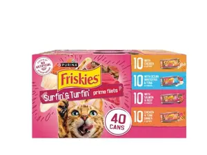 Purina Friskies Gravy Wet Cat Food Variety Pack, Surfin’ and Turfin’ Prime Filets Favorites - 48 ct. Can