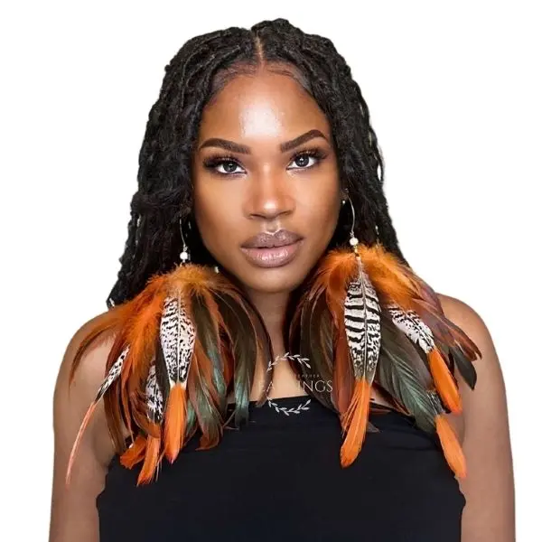 LIGHTNESS ORANGE - MY FEATHER EARRINGS STYLISH CHIC ELEGANT