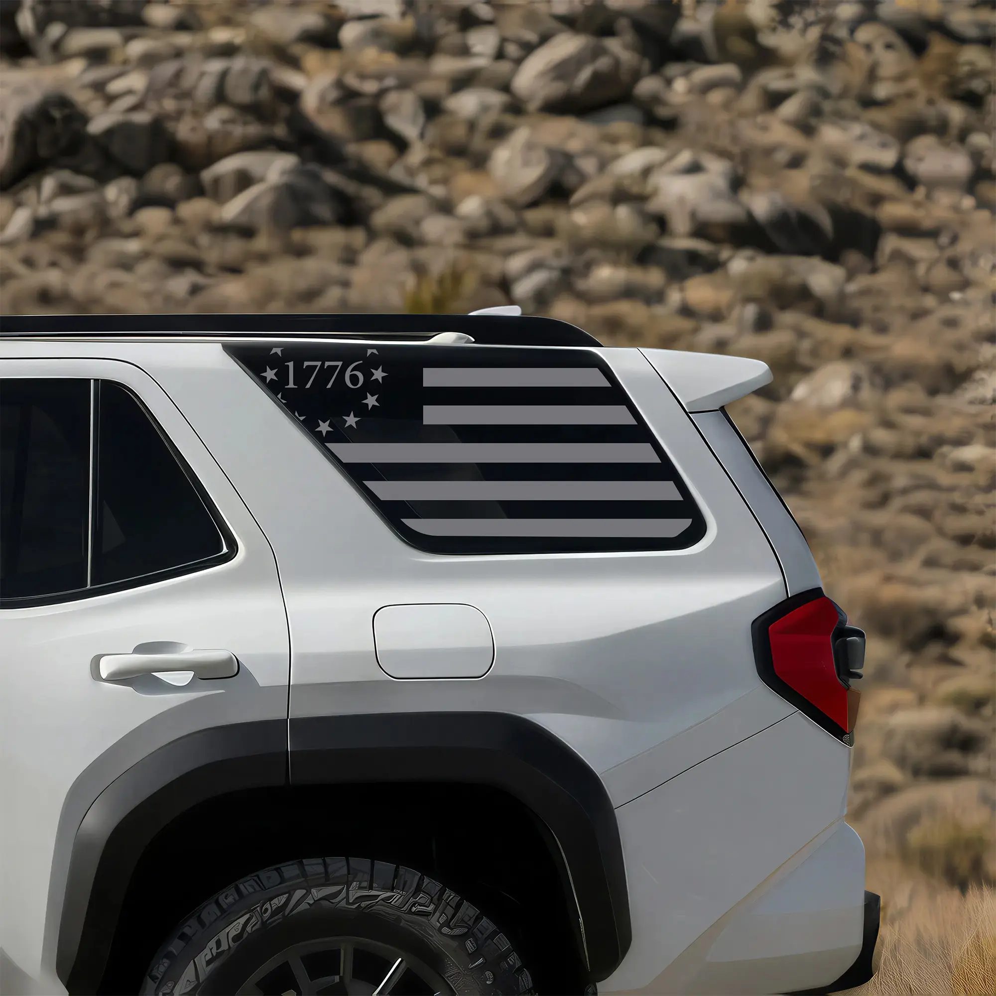 American Flag Rear Window Decal for Toyota 4Runner 2025+ — Precut Quarter Glass Fit, Black or White