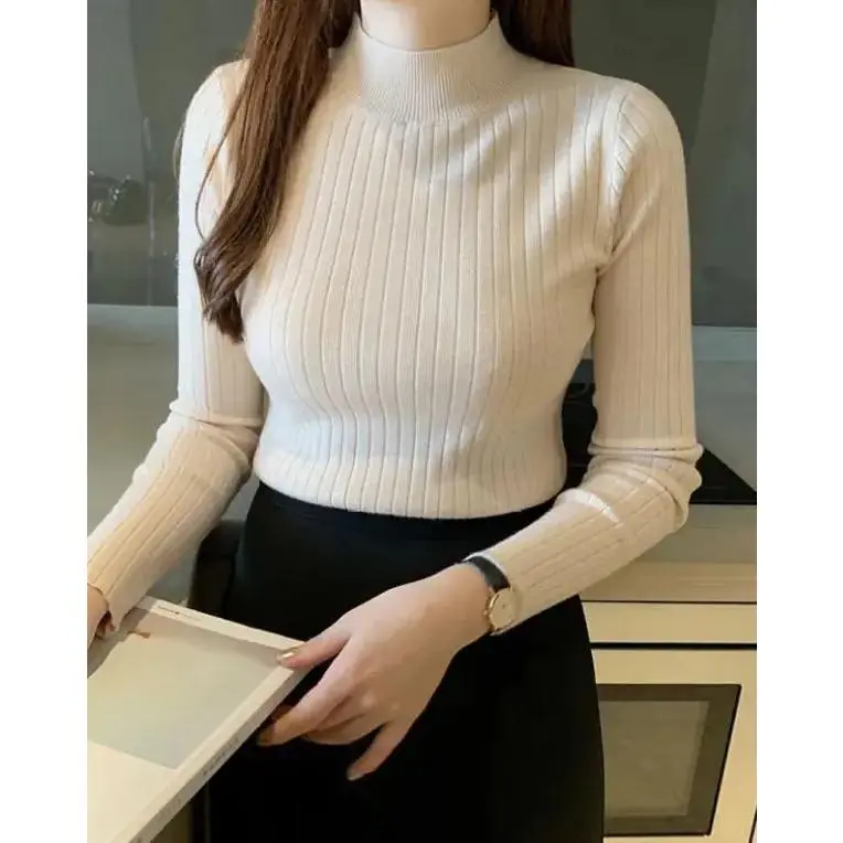 Half Turtleneck Bottoming Shirt Women's Long-sleeved Sweater Top