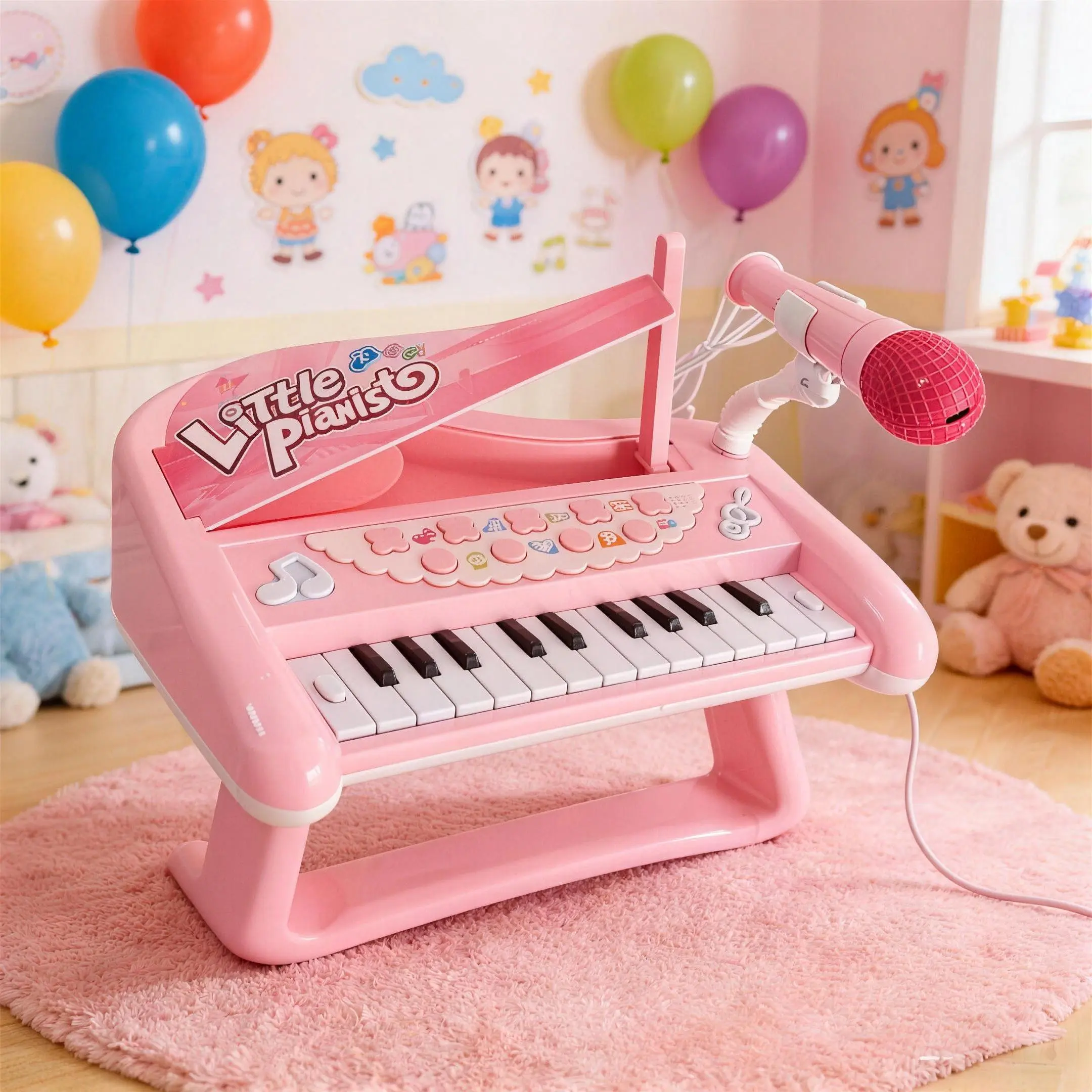 Pink Toddler Educational Electronic Keyboard Toy - Real Piano Look & Sound, Animal Sound Effects, Built-In Songs, Colorful Lights, Encourages Musical Exploration, Enhances Visual Appeal, Supports Interactive Learning, Top Kids' Gift, Early Music Enlighten