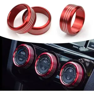 for Subaru AC Knob Cover Accessory Center Console Switch Volume Temp Control Button Ring Trim Compatible with Forester 2014-2018, Crosstrek XV 2013-2017,Impreza 2014-2016,WRX/STi 2015-2020 (Red)