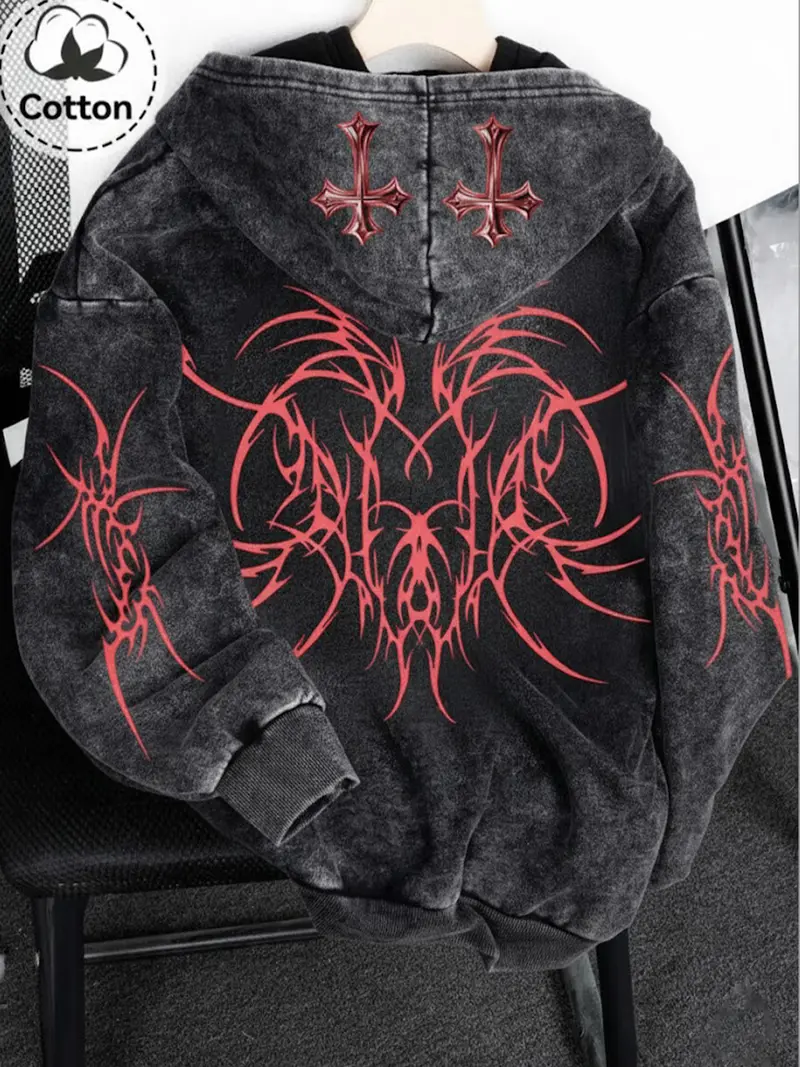 grunge y2k outfits men zip up hoodie - TikTok Shop
