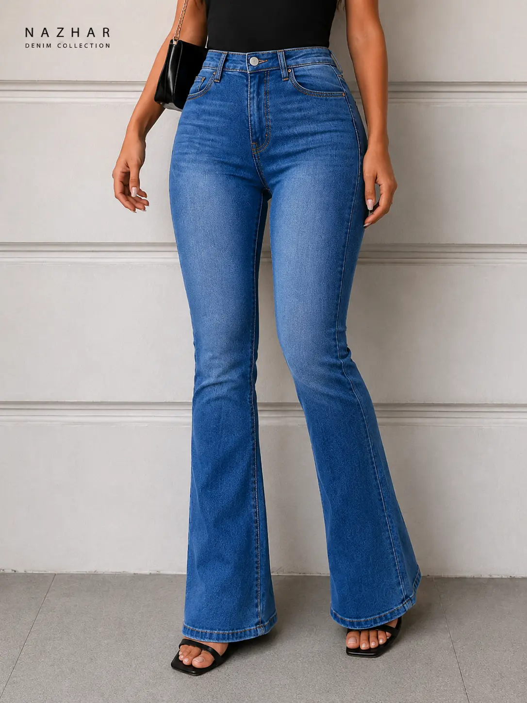 Women’s High Waist Slim Flare Jeans Stretch Bootcut Denim Pants