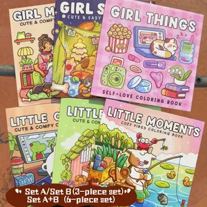 Cute Coloring Book Set, 3/6 Pieces, Rich Patterns, Enjoy Drawing Process, Stress Relief Art, Perfect Gift for Daily Leisure, Graduation, Halloween, Christmas