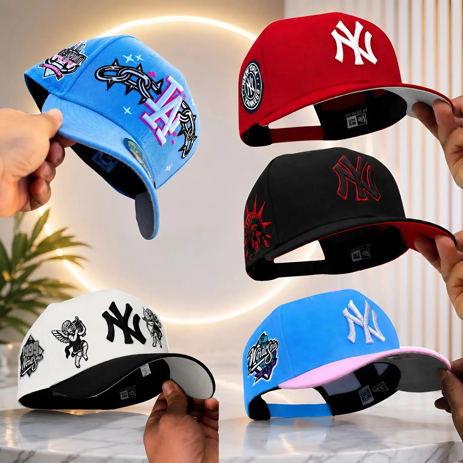 New Era MLB NY Yankees Embroidered Baseball Hat – Premium Team Logo Snapback Cap for Men Women, Adjustable 9FORTY 59FIFTY Style Curved Brim, Y2K Vintage Retro Streetwear, Hip Hop Urban Fashion, Unisex Casual Outdoor Sports Hat
