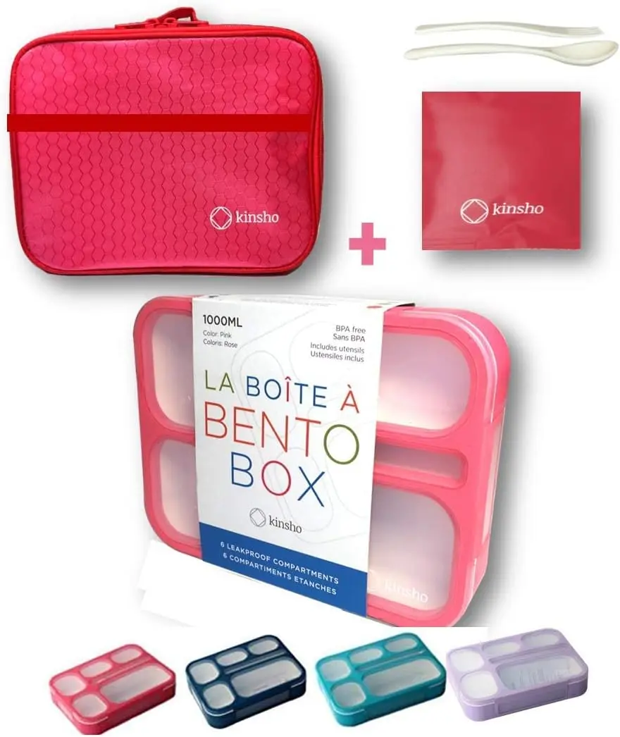 Bento Box Lunch Set with Bag & Ice Pack - Leakproof 6-Compartment BPA-Free Lunch Box for Kids & Adults - Stylish, Portable, Perfect for School & Work