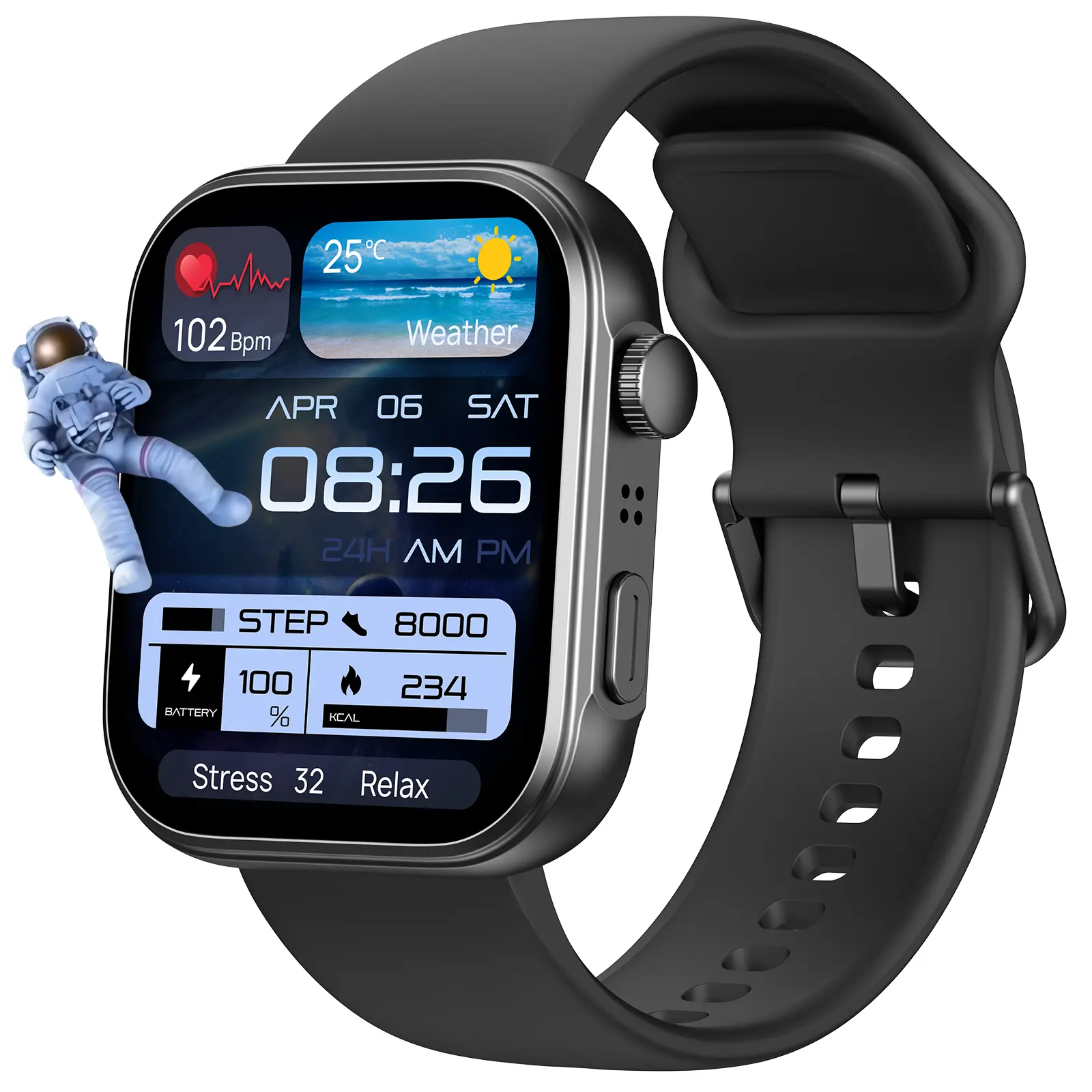 TOZO S6 Smartwatch - 1.85" AMOLED Ultra-Clear Touch Screen, Dynamic Clock Display, Bluetooth Call, 100+ Sports Modes (Running Watch Included), Heart Rate/Sleep/Oxygen Monitor, IP68 Waterproof Dustproof Wearable Fitness Activity Tracker, Touch Screen Watch