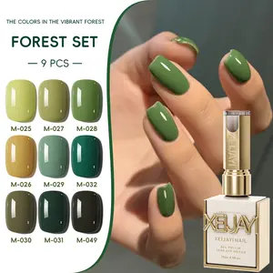 9PCS*15ML Forest Green 9 Color Set Nail New Popular Autumn and Winter Whitening High Saturation LED Nail Polish Gel, Firm and Lasting Suitable for Salon Nail Art Christmas Gift Nail Art DIY