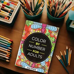 Summervibes DIY Coloring Book, 75 Color‑By‑Number Art Pages for Adult Relaxation, Great Gift Idea for Stress Relief kit
