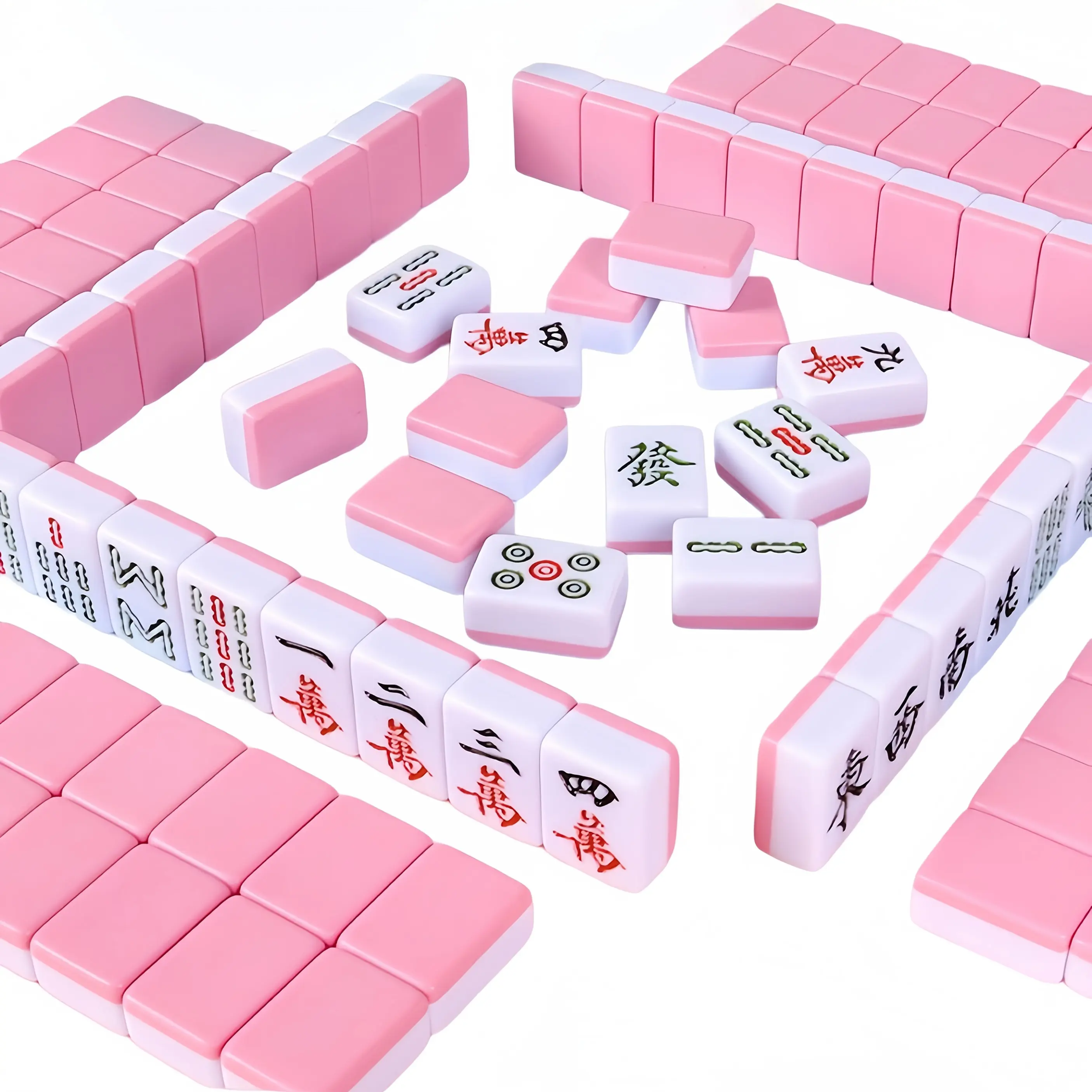 Portable Mahjong Set, Travel Mahjong Set, Boxed Board Game, Complete Mahjong Set, 144 Tiles - Portable Traditional Family Game Mini Travel Mahjong Set, Includes Dice, Storage Bag, and Plastic Tiles Ruler